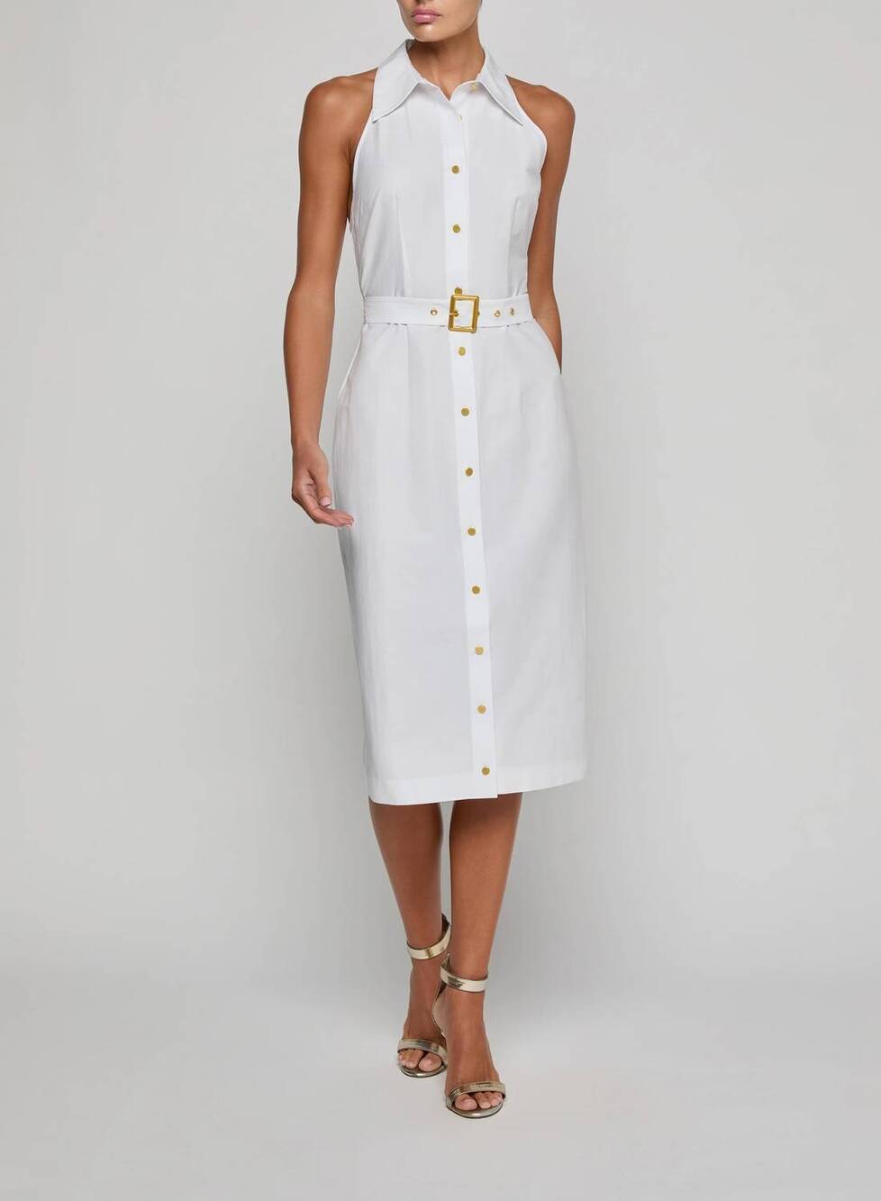 NEW L'AGENCE lisette midi dress in white